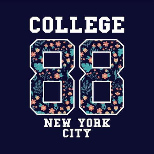 varsity college badge with floral pattern vector