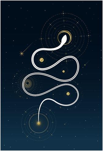 Snake and lunar eclipse design vector