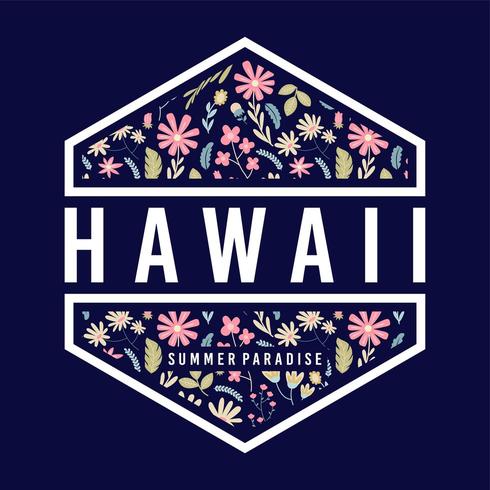 hawaii summer paradise floral badge vector