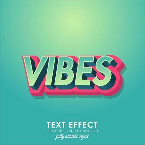 Vibes detailed text effect with modern 3d design vector