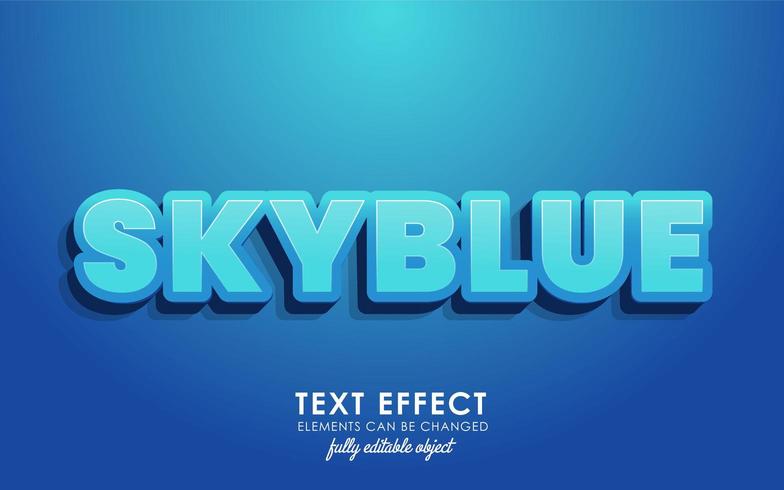 skyblue letter with detailed text effect with modern 3d design, and nice blue theme vector