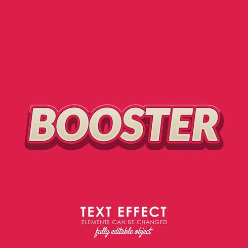 booster text effect with bold, 3d design and nice red theme vector