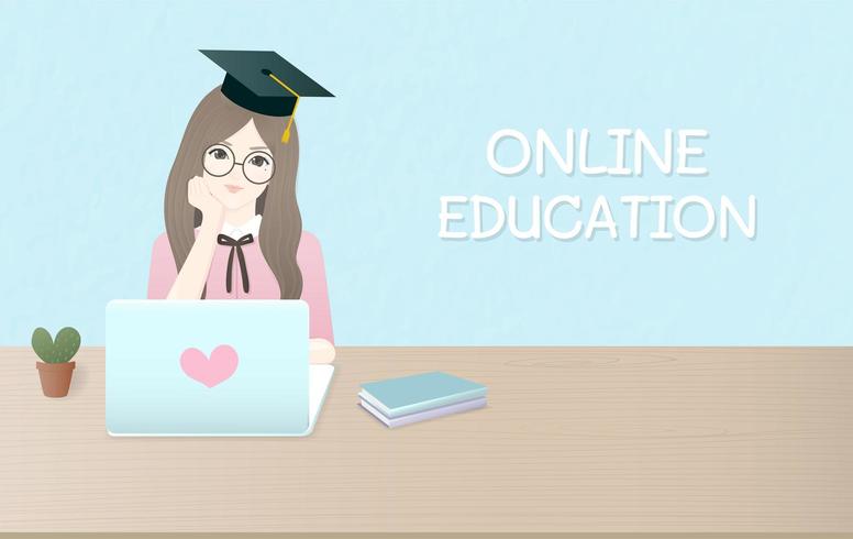 Flat design adverting template for online education  vector