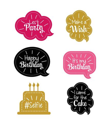 set chat bubble with happy birthday message vector