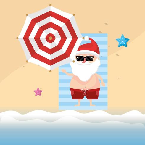 summer holiday vacation with santa claus vector