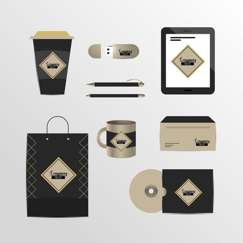 Set of business company stationary template with documents vector