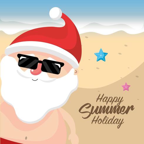 summer santa claus at beach vector