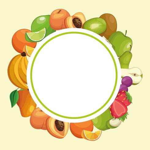 Dibujos animados de marco redondo de frutas vector