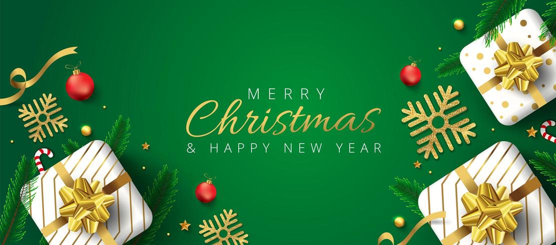 Green Christmas and New Year header or banner  vector