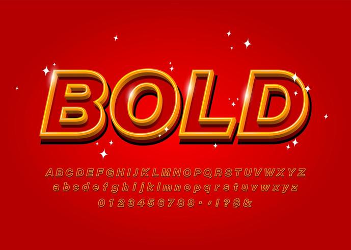 Outline Bold Alphabet font on red background vector