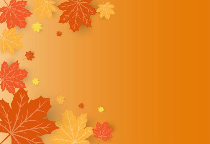 Happy Thanksgiving Day celebration card with orange maple autumn leaves