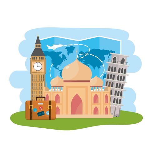 global map and international place destination vector