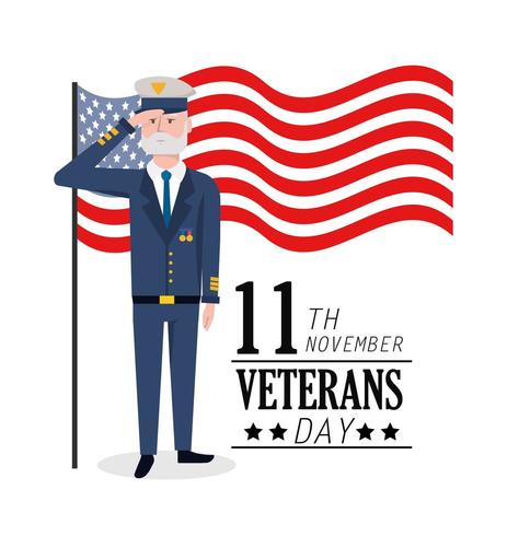 veterans day to military celebration and flag vector