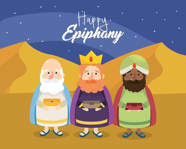 gaspar with melchior and balthazar to happy epiphany vector