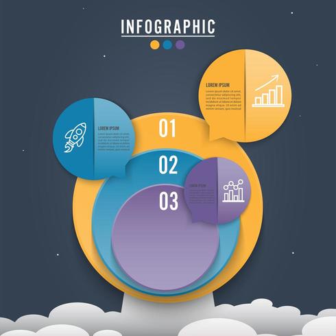 Opción de plantilla de círculo tres infografía vector