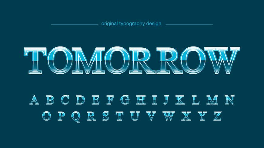 Blue Chrome Sports Uppercase Font vector