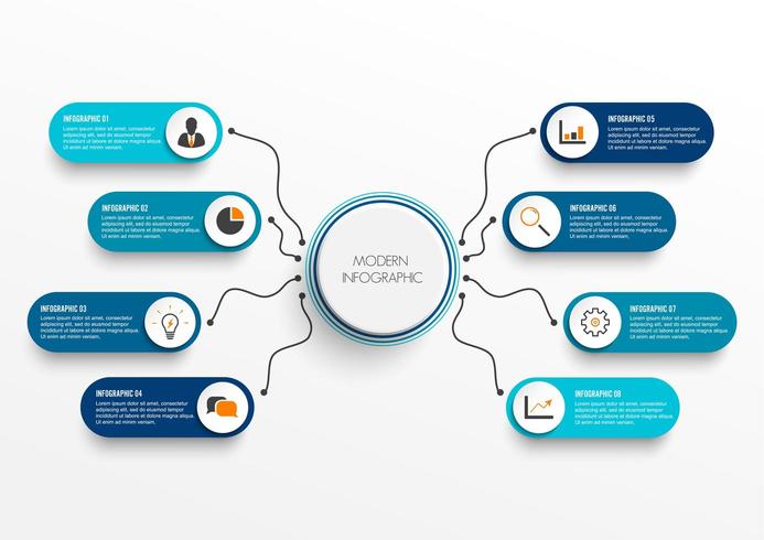 infographic template with 3D paper label vector