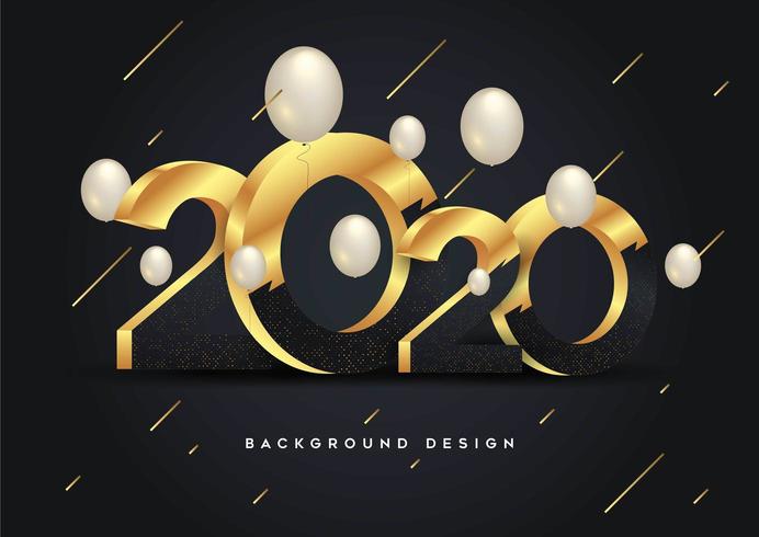 Happy New Year 2020 Shining background with Balloons vector