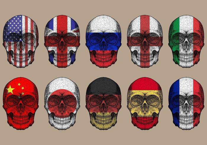 skull flags set  vector