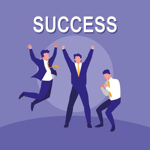 successful businessmen celebrating characters vector