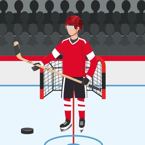 hockey player with professional uniform and puck vector