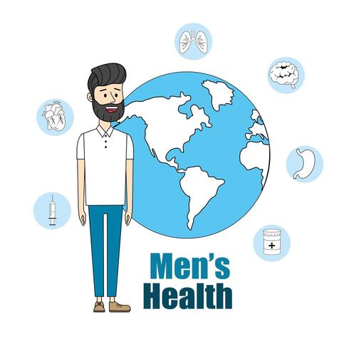 hombre con planeta global para hombres salud vector