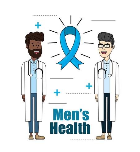 doctors with stethoscope with ribbon mens health vector