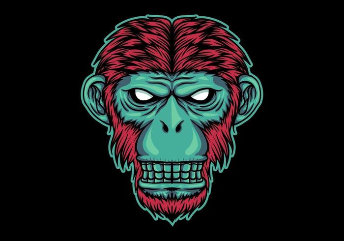 Neon monkey head  vector