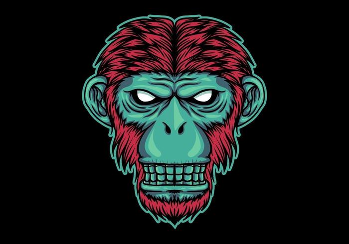 Neon monkey head  vector