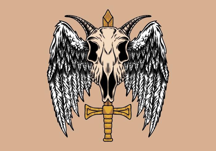 Skull goat wing  vector