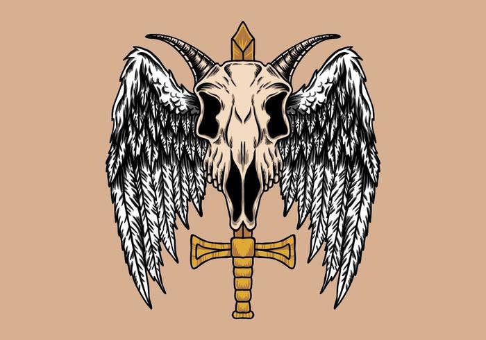 Skull goat wing  vector