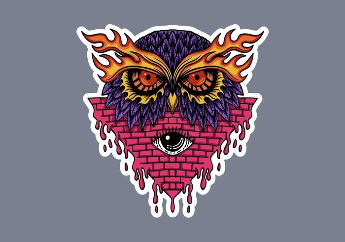 Owl head stickers vector illustration 