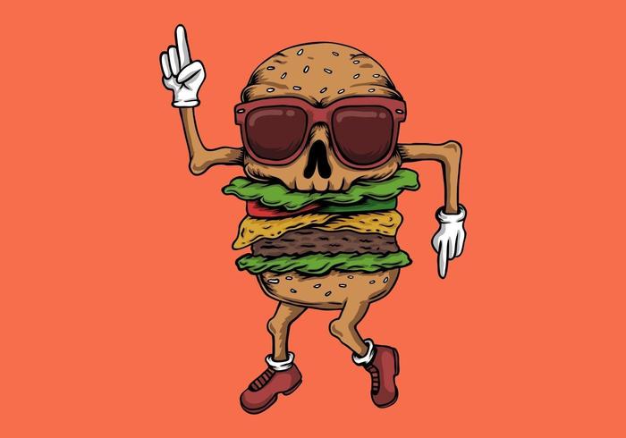 Skull burger dance vector 