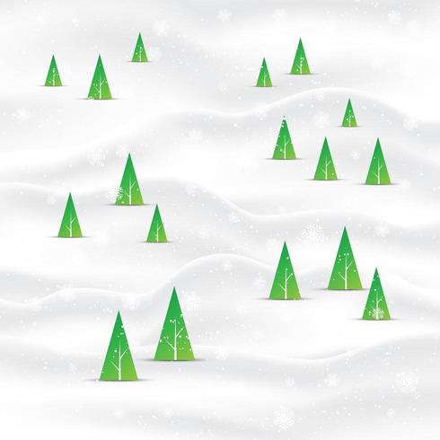 Minimal Christmas tree landscape background vector