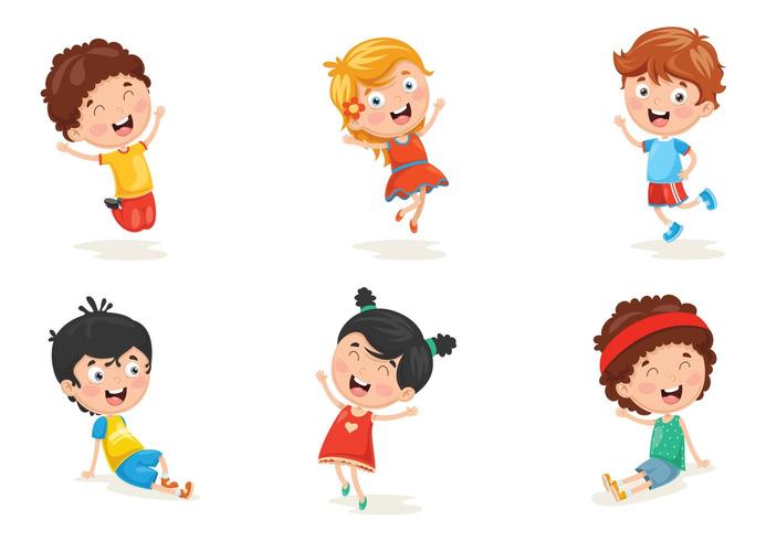 Conjunto de ilustración de personajes de niño feliz vector