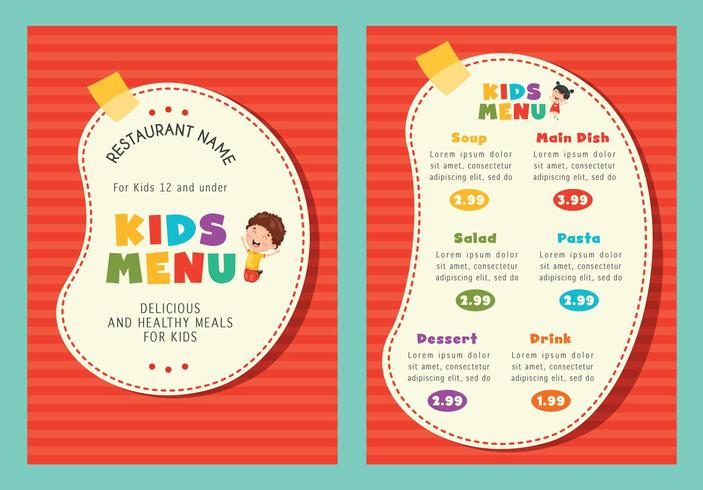 Kids Menu Template vector