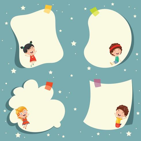 Cute Cartoon Kids and Empty Template Design vector