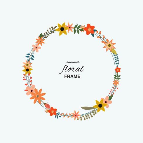 Circular floral frame  vector