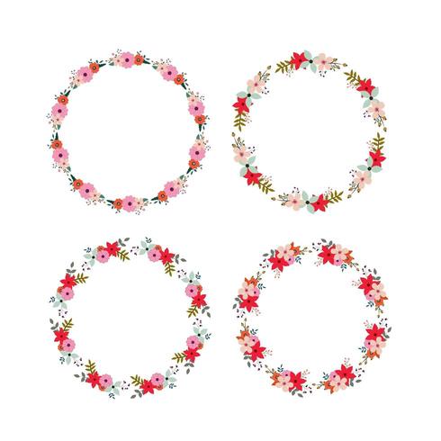 Set of round floral frames  vector