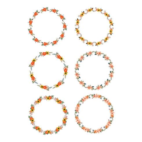 Set of six floral frames vector