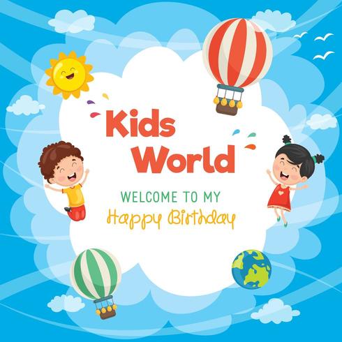 Banner de cumpleaños para niños y plantilla de tarjeta vector