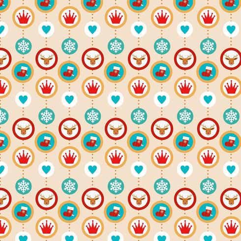 colorful christmas background design with icons in circle frames vector