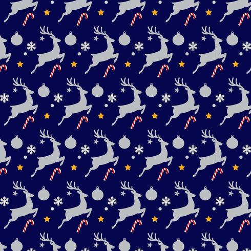 christmas pattern design with candy cane and reindeer vector
