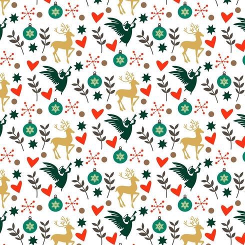 colorful christmas pattern with hearts, deer and angels 690742 Vector ...