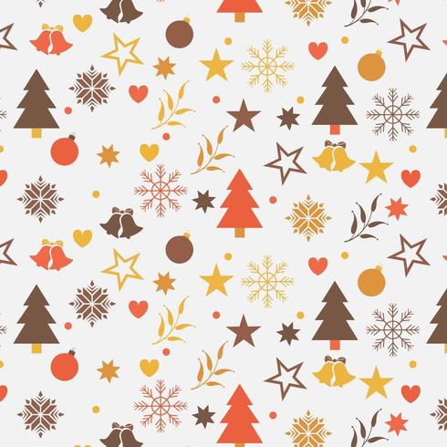 christmas background design with trees, snowflakes, and stars vector