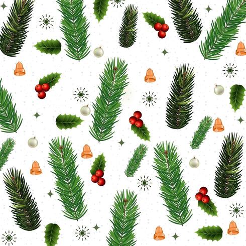 christmas pattern design with foliage vector