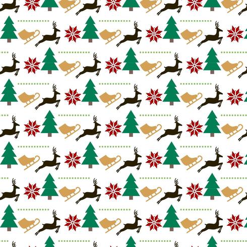 christmas pattern design with ice skate, trees and reindeer vector