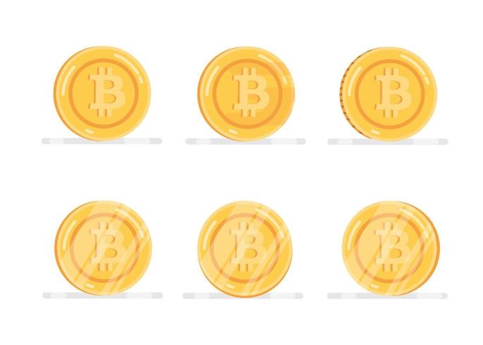 Bitcoin financial system icons set vector