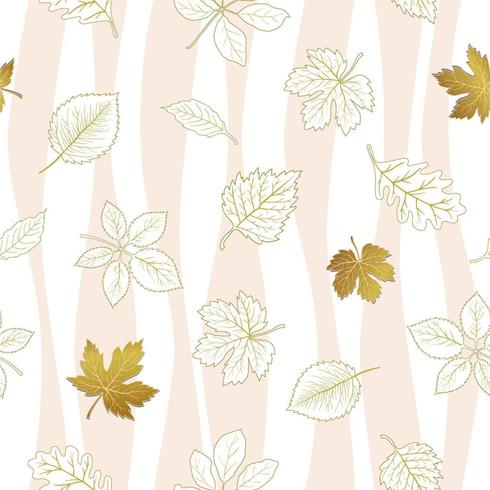 Autumn leaves seamless pattern on white patterned background vector