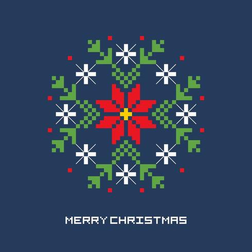 Christmas Flower Pixel Art vector